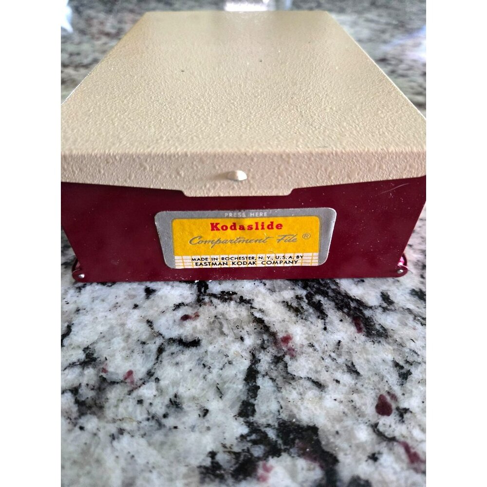 Vintage Kodak compartment file box picture slide metal box red/tan - Picture 2 of 8